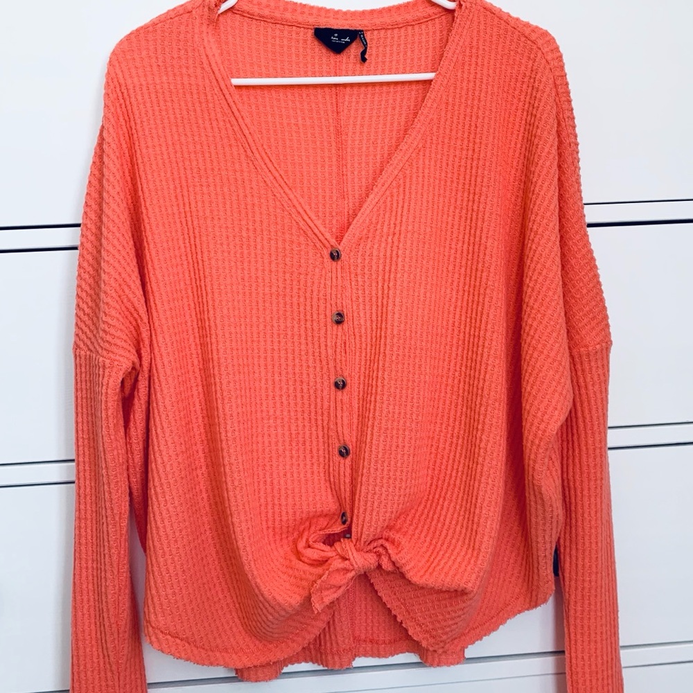 UO Out From Under Jojo Thermal Button-Front Top